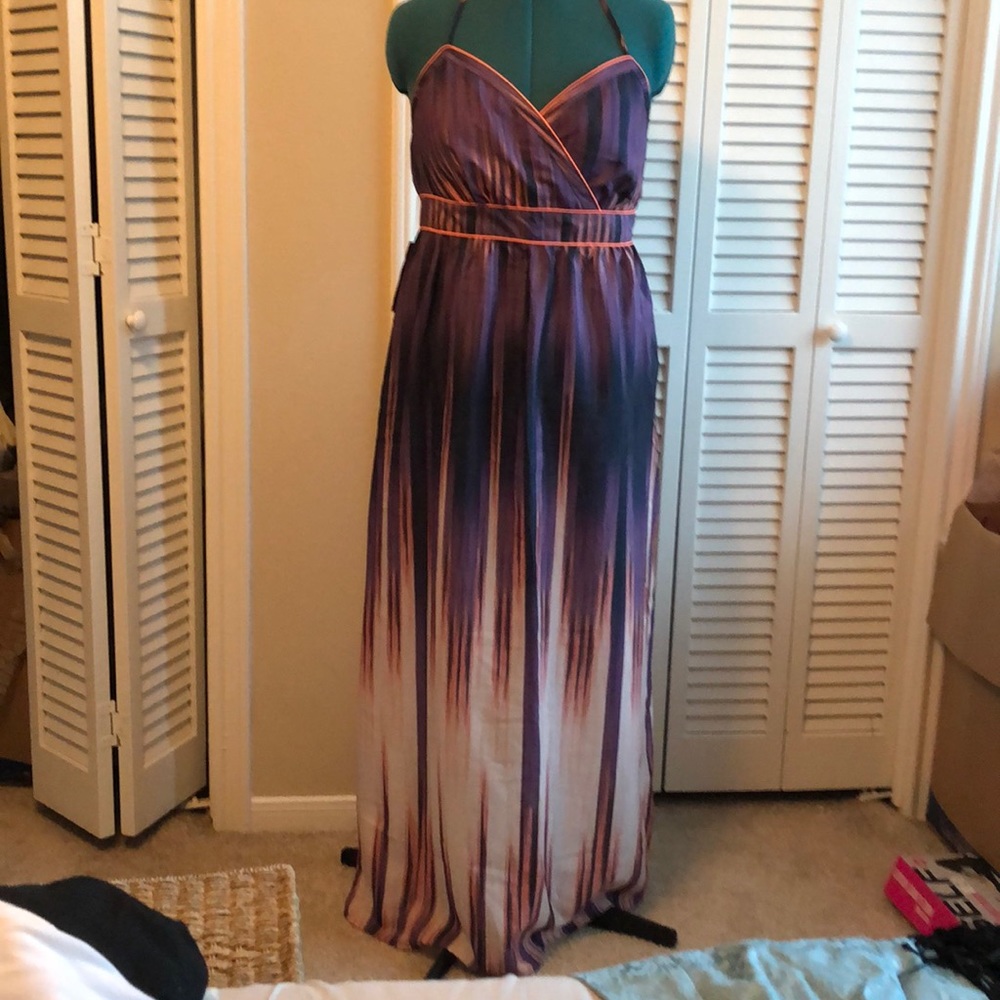 Multi color halter maxi dress NWT